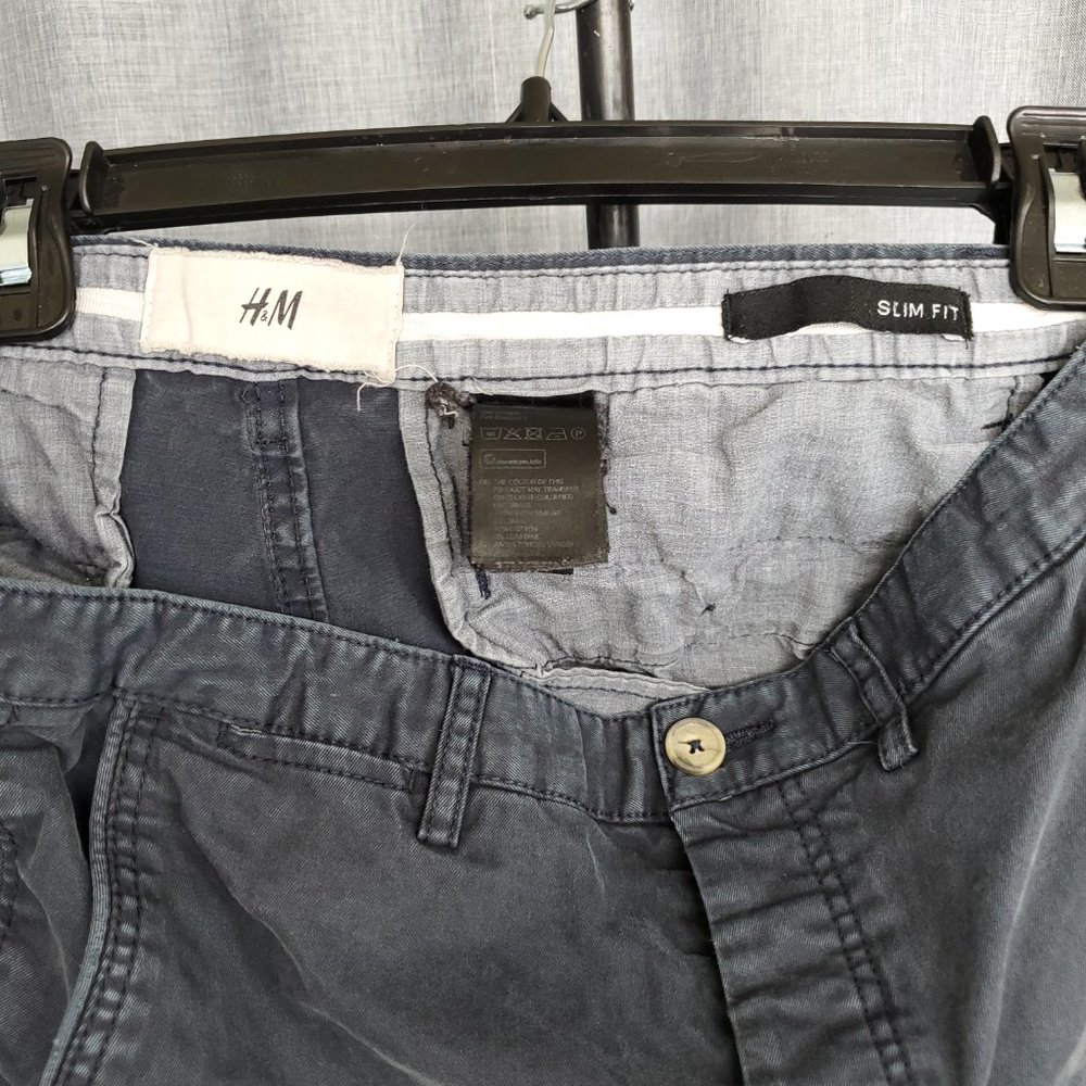 H&M Slim Fit Men's Chino Pants Size 30 Cotton Blend - Picture 3 of 3